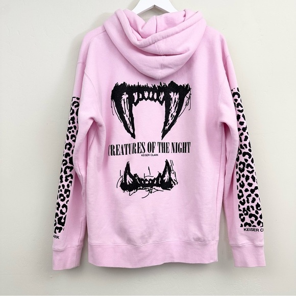 Keiser Clark Creatures of the Night Pink Hoodie Sweatshirt Leopard Glitter - Picture 1 of 11